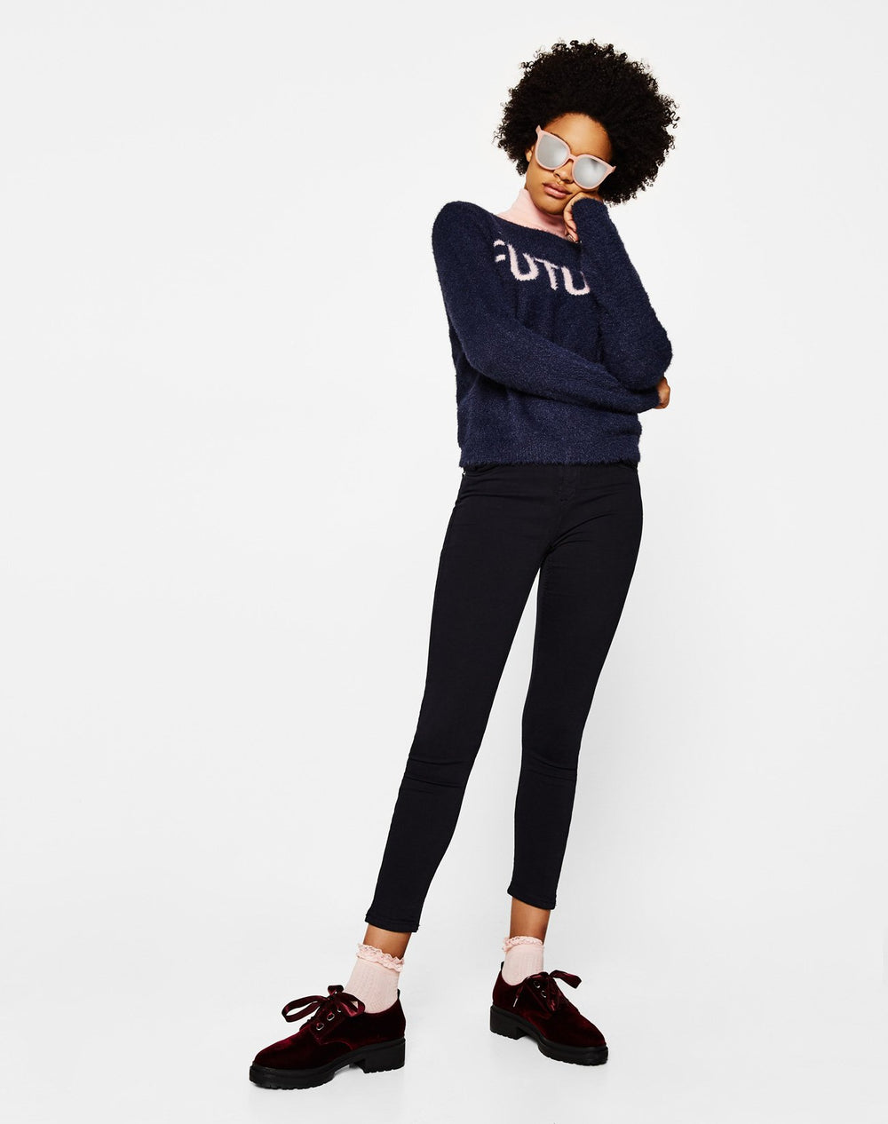 Skinny mid-rise trousers